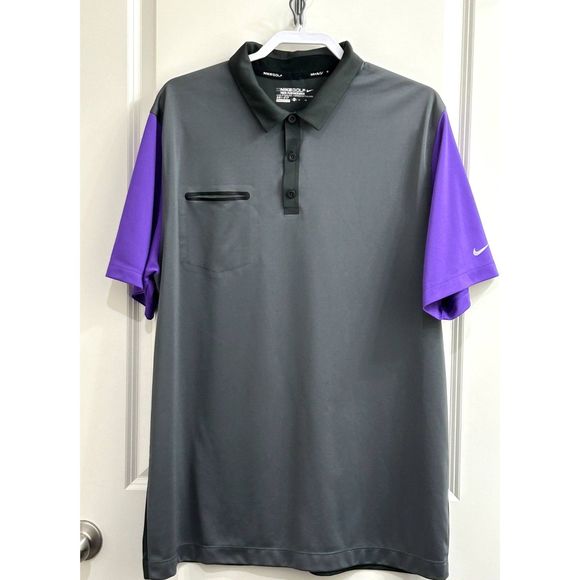 NikeGolf Tour Performance Dri-Fit Mens Polo Smokey Gray Short Sleeve Shirt XL - Picture 3 of 11
